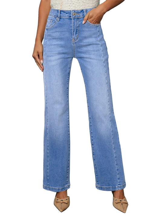 Sidefeel Womens Jeans Stretchy Bootcut Jeans High Waisted Straight Leg Jeans Light Blue Size 6